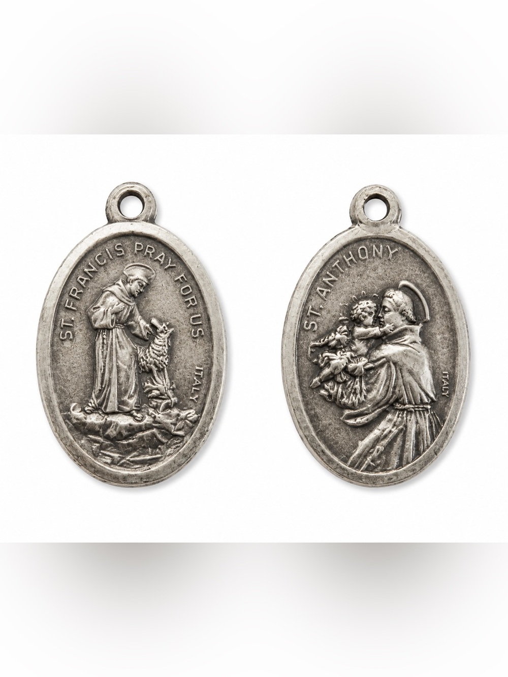 St. Anthony & St. Francis Double Sided Medal Chain Made In Italy Religious